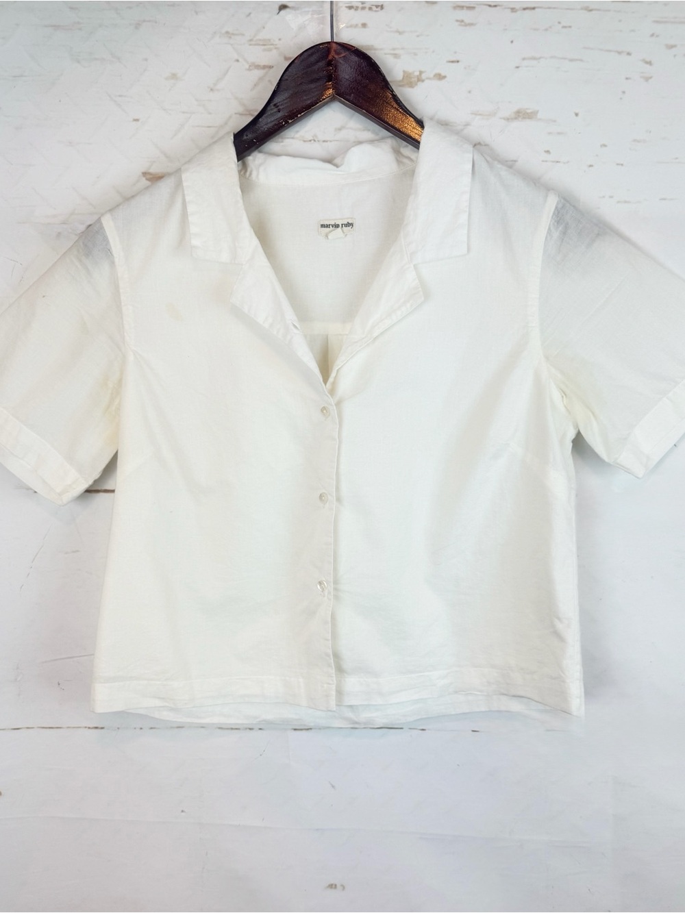 Marvin Ruby | White Short Sleeve Button Down Shirt, S